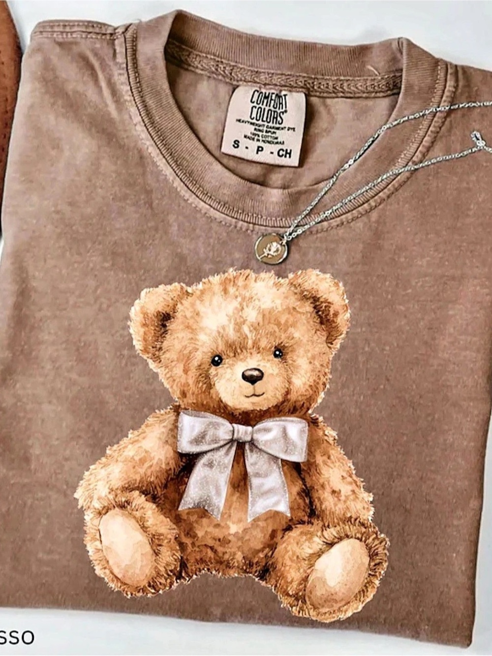 Comfort Colors Teddy Bear Graphic Tee Espresso Like New